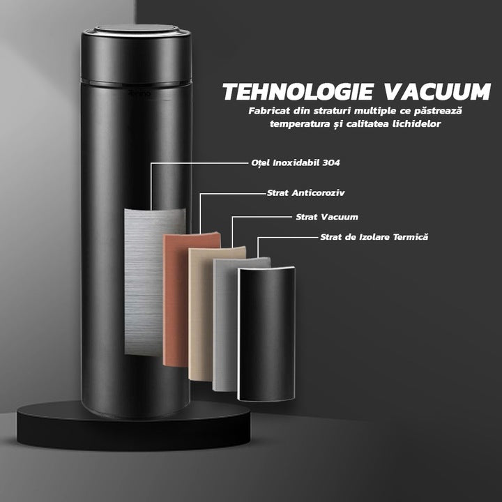 Termos Inteligent cu Afișaj Digital LED – 500ml, Negru Mat